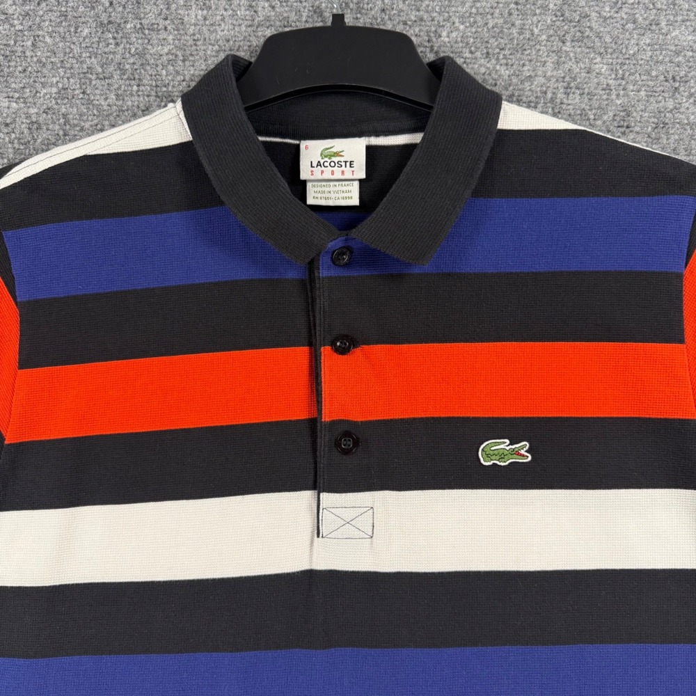 Vintage Lacoste Sport Striped Polo Shirt Men's Size 6 (M-L) Multi-Color Pique